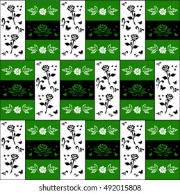 Vector image of butterflies and flowers on a background wallpaper