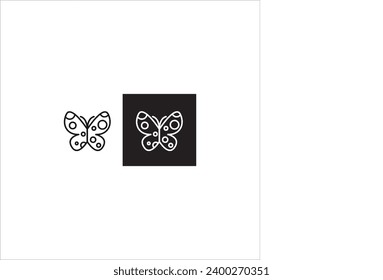 vector image of butterfly, black and white colors, white and black background