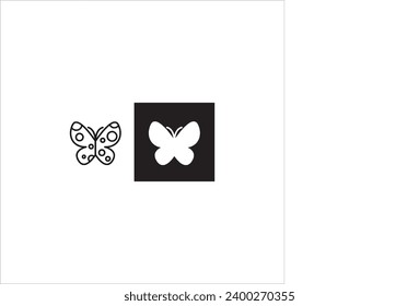 vector image of butterfly, black and white colors, white and black background