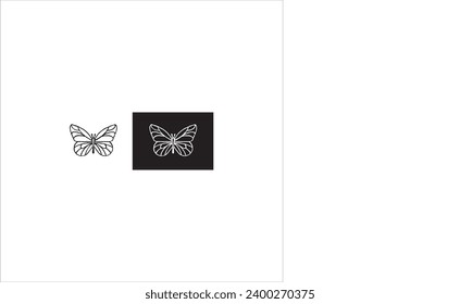 vector image of butterfly, black and white colors, white and black background