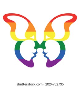 Vector image. Butterfly in the colors of the rainbow