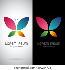 Vector image of a butterfly design on black background and white background, Logo, Symbol