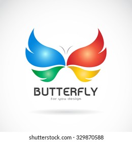 Vector image of an butterfly design on white background