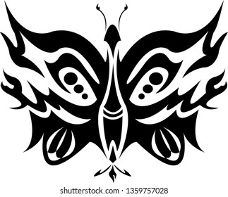vector image of butterfly and silhouette of wings tattoo