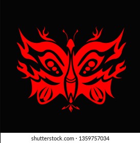 vector image of butterfly and silhouette of wings tattoo