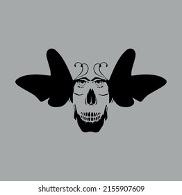 imagen vectorial mariposa con cráneo y cannabis