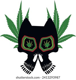 vector image butterfly with a skull and cannabis