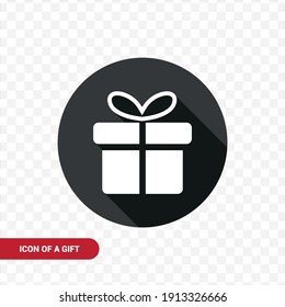 Vector image. Button of a gift package. Basic black color icon.