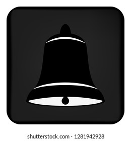 Vector image of buttons with bell black and white. Flat icon of the bell