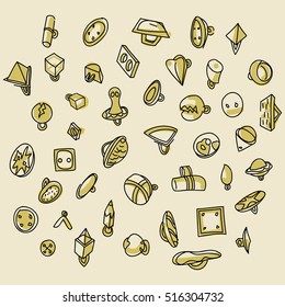 vector image of buttons of different shapes