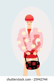 imagen vectorial del comprador con bolso