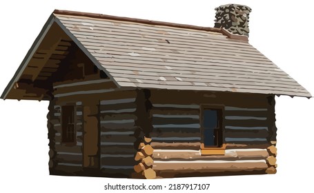 Vector Image of a Cabin House Cutout and Isolated 