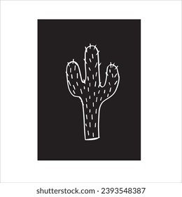 vector image of cactus, black and white background