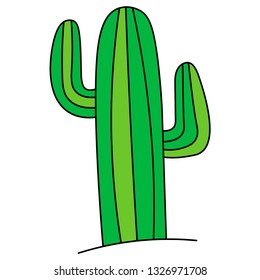 Vector image of a cactus. Cartoon cactus. Cute image of a cactus. Figure suitable for cards, posters and children's clothing. Design for the drawing of children's clothes. Plant safari