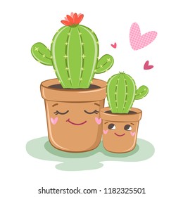 Vector image of cactus. Family of cacti. Vector illustration. Plants