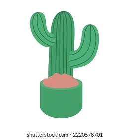 vector image cactus icon planted in a pot with white background