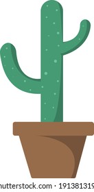 Vector image of a cactus in a pot on a transparent background