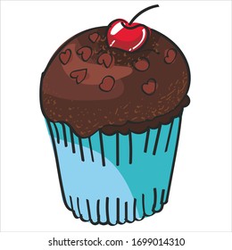 Vector image of a cake in cartoon style. 