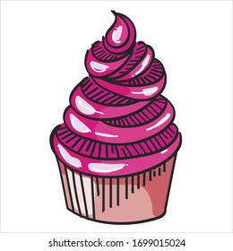 Vector image of a cake in cartoon style. 