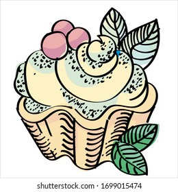 Vector image of a cake in cartoon style. 