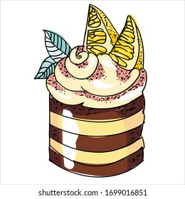 Vector image of a cake in cartoon style. 