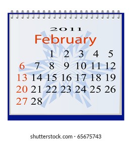 The vector image of a calendar for January, 2011