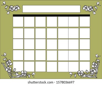 Vector image of a calendar for a month, organizer, record.