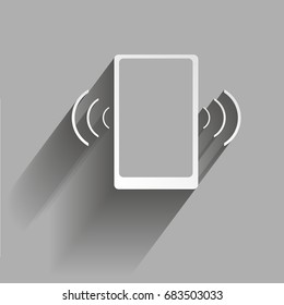 vector image of the caller's smartphone. Icon vibrating smartphone. Vector icon with shadow design.