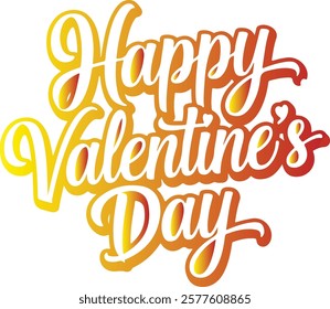 A vector image of a calligraphic typography design that says "Happy Valentine's Day". The text is in red and is surrounded by pink hearts. The background is white.