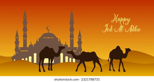 vector image camel, cow, sheep and goat for Eid al-Adha 