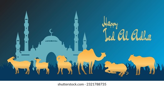 vector image camel, cow, sheep and goat for Eid al-Adha 