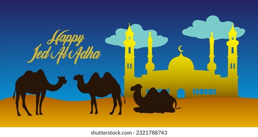 vector image camel, cow, sheep and goat for Eid al-Adha 