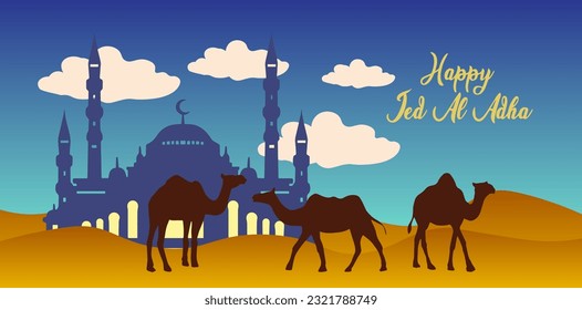 Vektorbild-Kamel, Kuh, Schaf und Ziege für Eid al-Adha 