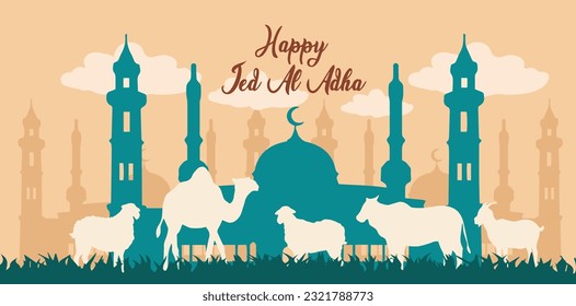 vector image camel, cow, sheep and goat for Eid al-Adha 