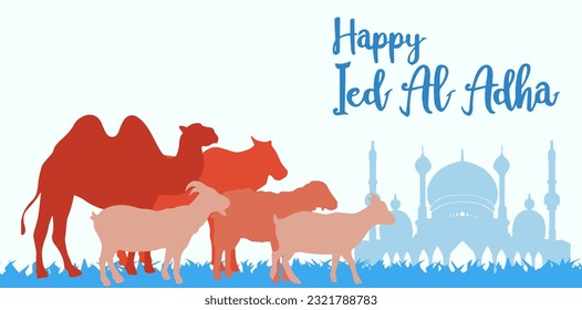 vector image camel, cow, sheep and goat for Eid al-Adha 