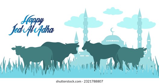 vector image camel, cow, sheep and goat for Eid al-Adha 