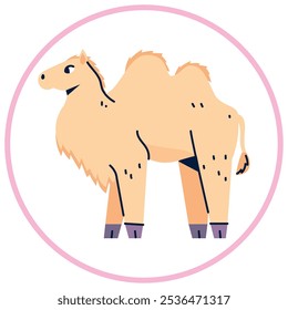 Vector image of camel icon inside a circle with pink line