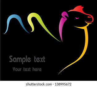 Vector image of camel on black background