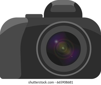 A vector image of a camera with a clearly expressed lens in a minimum amount of detail
