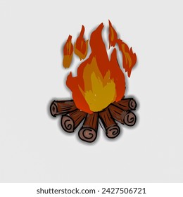 a vector image of a campfire with burning wood