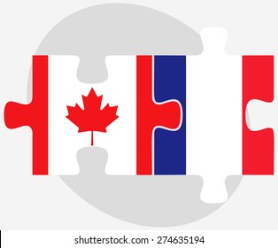 Vector Image - Canada and France Flags in puzzle isolated on white background
