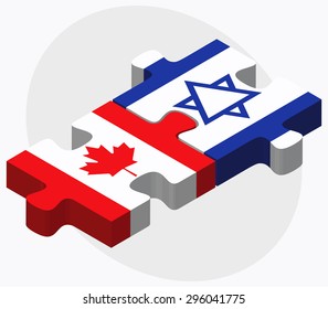 Vector Image - Canada and Israel Flags in puzzle isolated on white background
