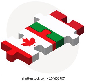 Vector Image - Canada and Italy Flags in puzzle isolated on white background