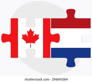 Vector Image - Canada and Netherlands Flags in puzzle isolated on white background