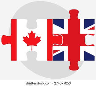 Vector Image - Canada and United Kingdom Flags in puzzle isolated on white background