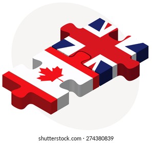Vector Image - Canada and United Kingdom Flags in puzzle isolated on white background
