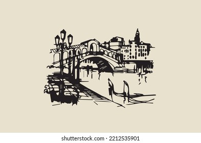 Vector image - Canal in Venice.