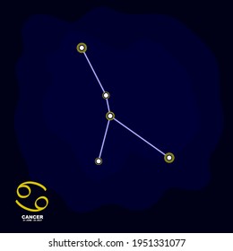 vector image with Cancer zodiac sign and constellation of Cancer for your project