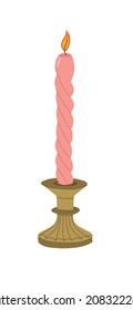 Vector image of a candle in a candlestick