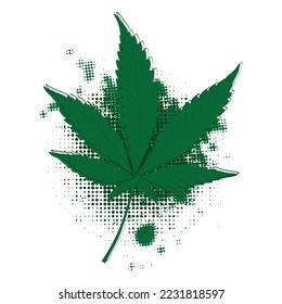 Vektorbild des Cannabisblattes mit Halftonelementen